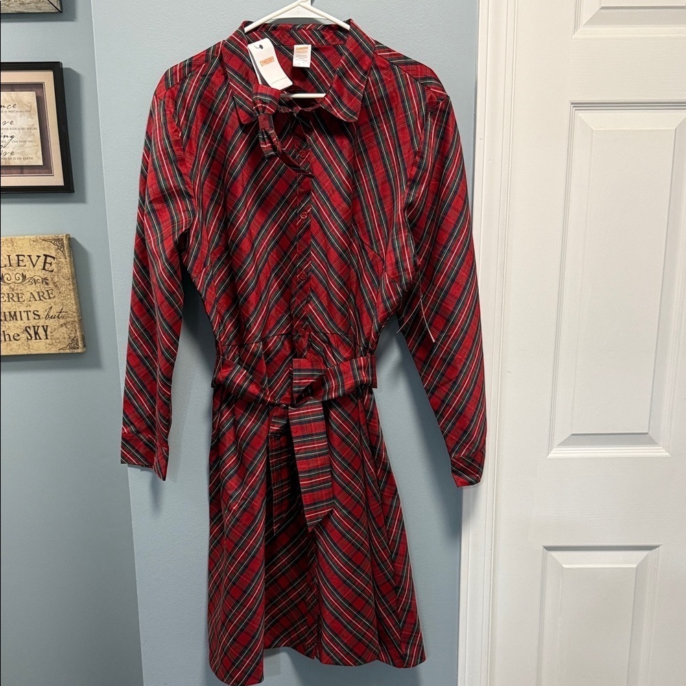 Gymboree Red and Black Plaid Long Sleeve Dress with headband